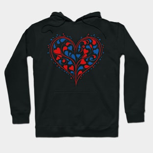 Hearts Pattern Valentines Day Cute Love V-Day Pajama Hoodie